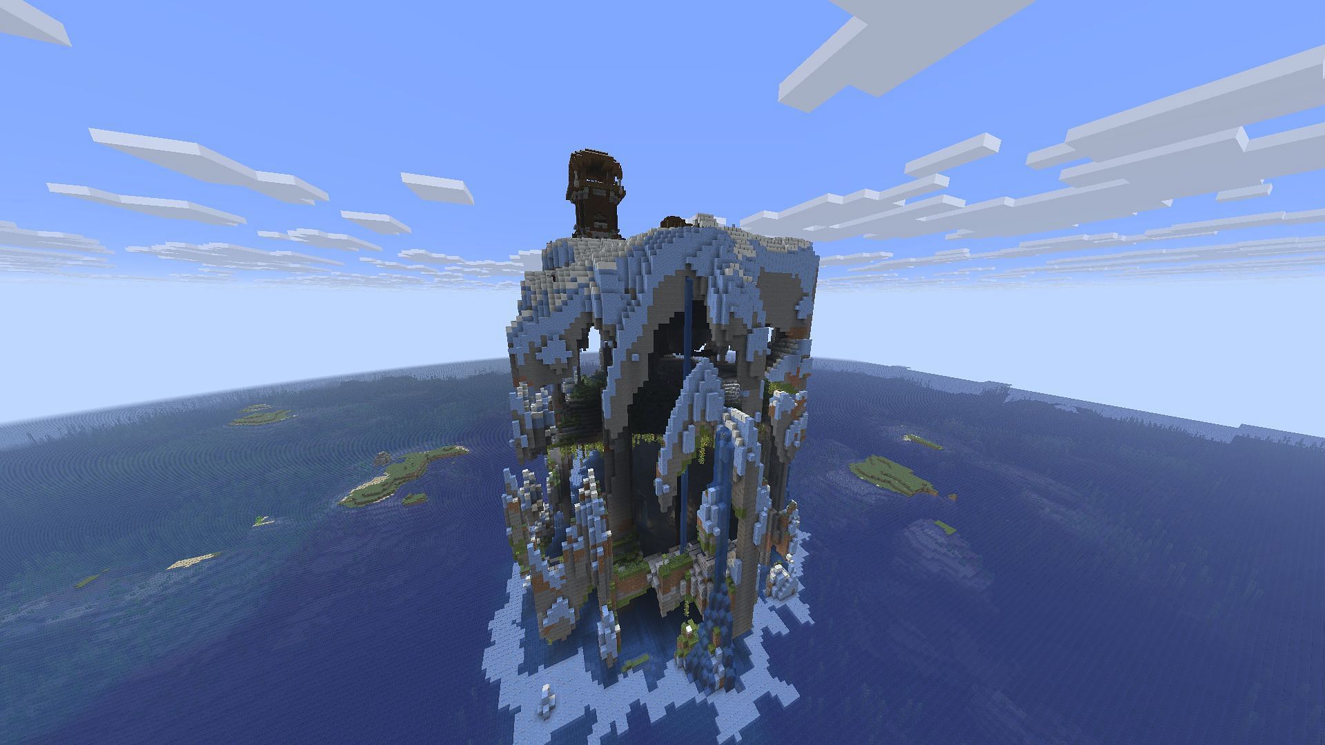 The array of items and resources easily ranks it as one of the best Minecraft hollow mountain seeds (Image via Sportskeeda Gaming || Mojang Studios)
